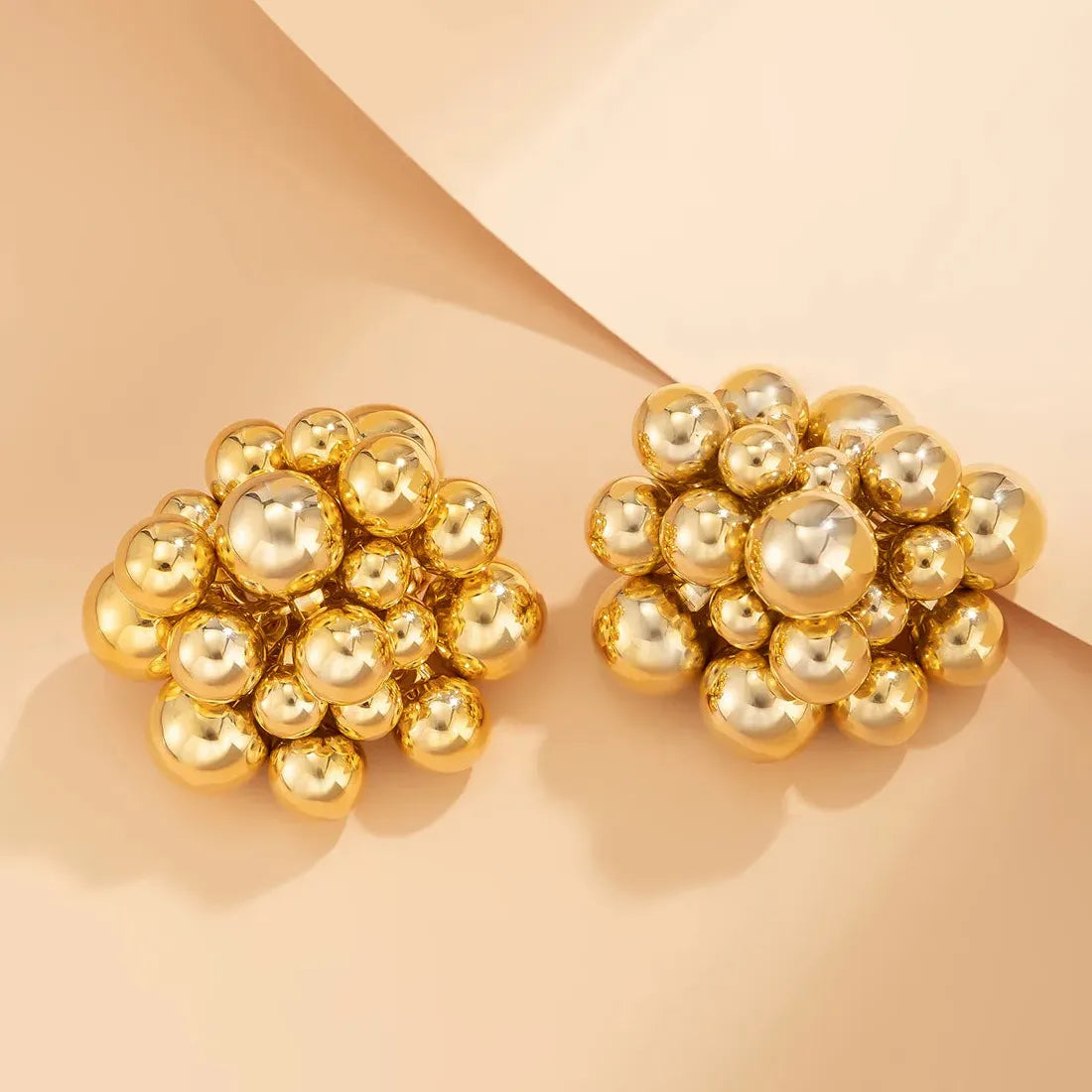 Vintage Geometric Zinc Alloy Metal Ball Stud Earrings for Women Girls 2026