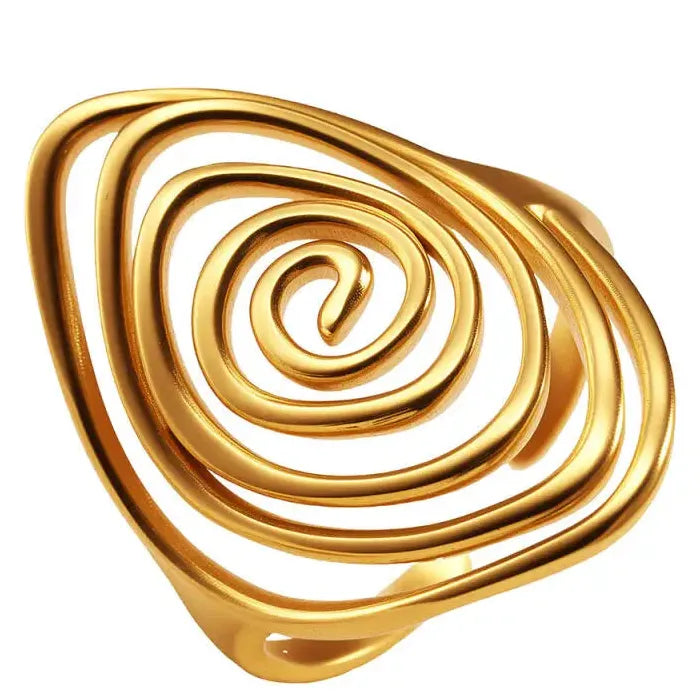 Adjustable Stainless Steel Open Oval Spiral Ring Boho Unisex Jewelry