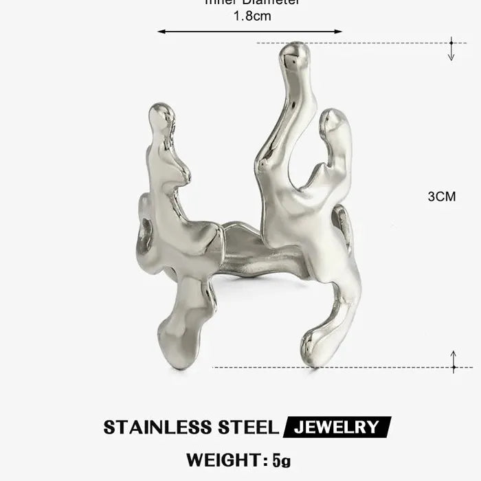 Adjustable Stainless Steel Geometric Open Ring Vintage Jewelry Gift for Women Men