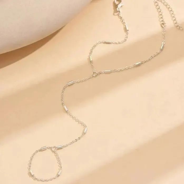 Gold Color Square Hand Chain Bracelet for Women Link Jewelry Gift