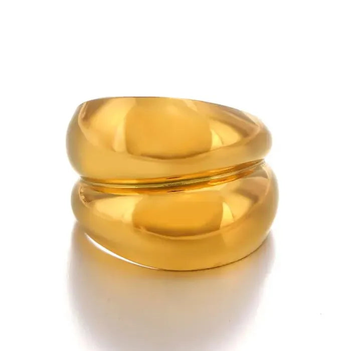 Adjustable Stainless Steel Star Ring for Women Gold Color Punk Jewelry Gift