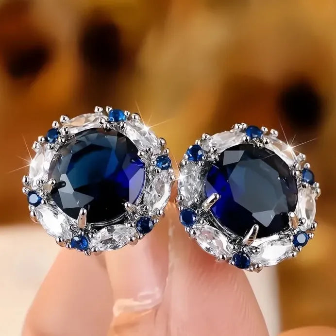 Multicolor Cubic Zirconia Geometric Stud Earrings for Women Wedding Jewelry