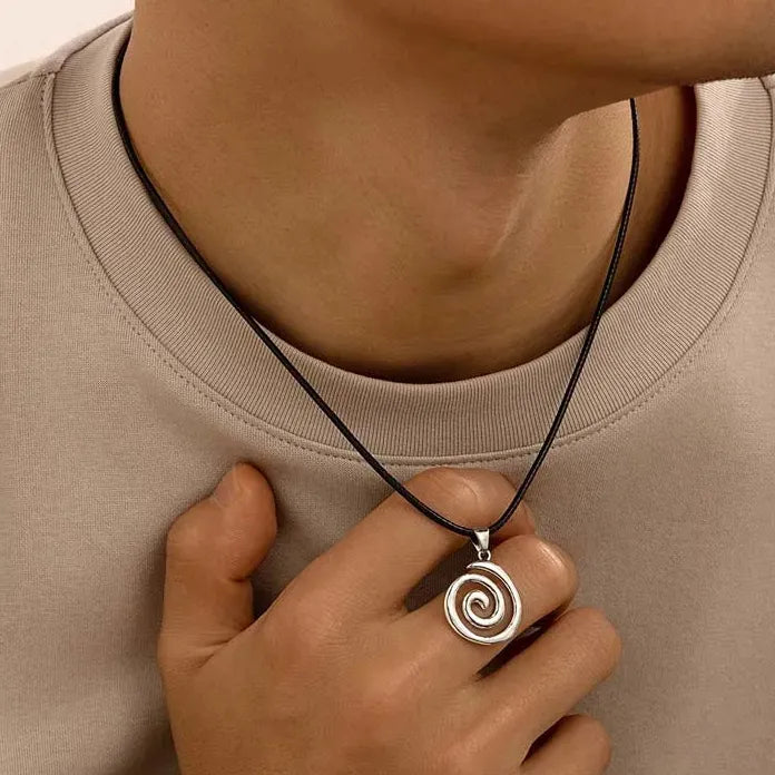 Vintage Spiral Vortex Pendant Necklace Women Punk Hip Hop Y2K Jewelry Gift