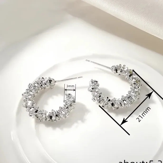 Trendy Women’s Geometric Brass Copper Alloy Hoop Earrings in 4 Colors