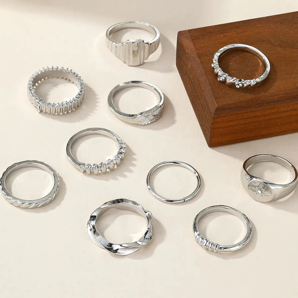 10Pcs Vintage Octagram Star Rings Set for Women Gifts 2026 Stylish Jewelry
