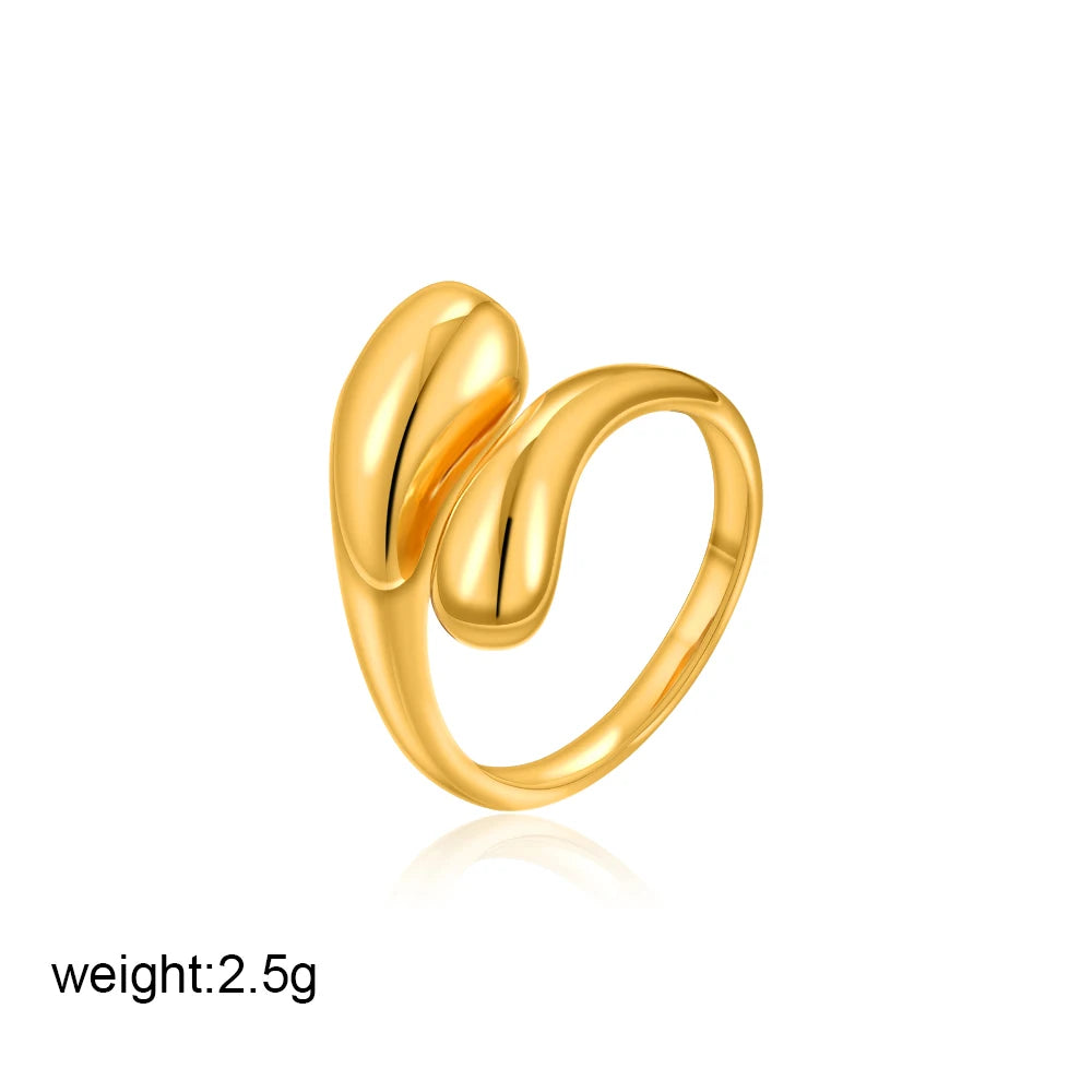 18K Gold Plated Geometric Zircon Chunky Dome Wide Knuckle Ring for Women