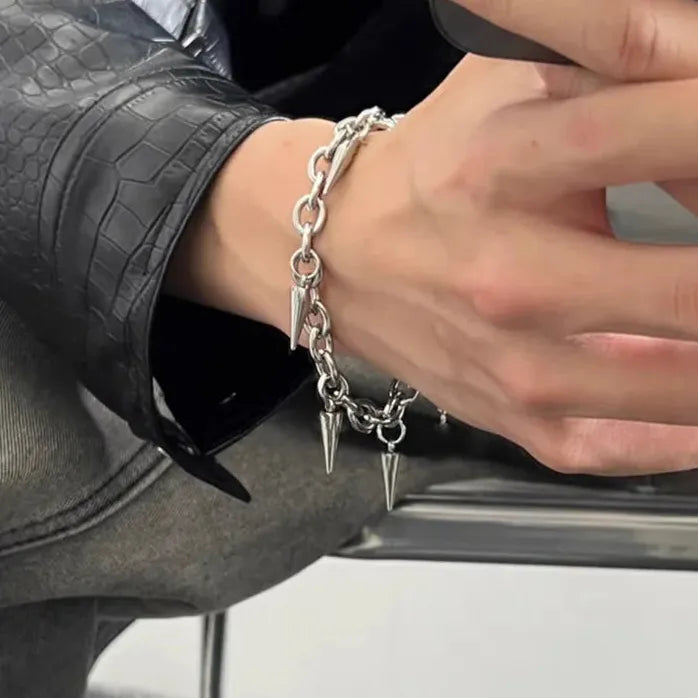 Hiphop Punk Geometric Rivet Bracelet for Men Women Metal Jewelry Accessory