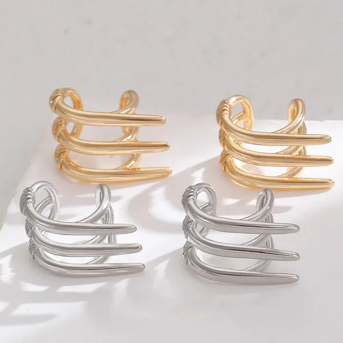 Adjustable Minimalist Copper Claw Clip-On Earrings Women Vintage Punk Ear Cuffs