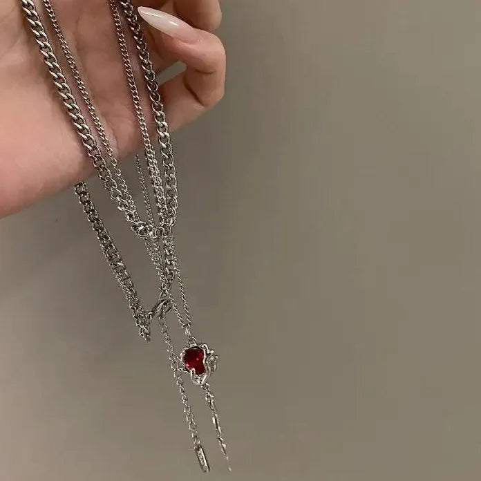 Romantic Gothic Rose Clavicle Chain Necklace Adjustable Plant Pendant Choker for Women