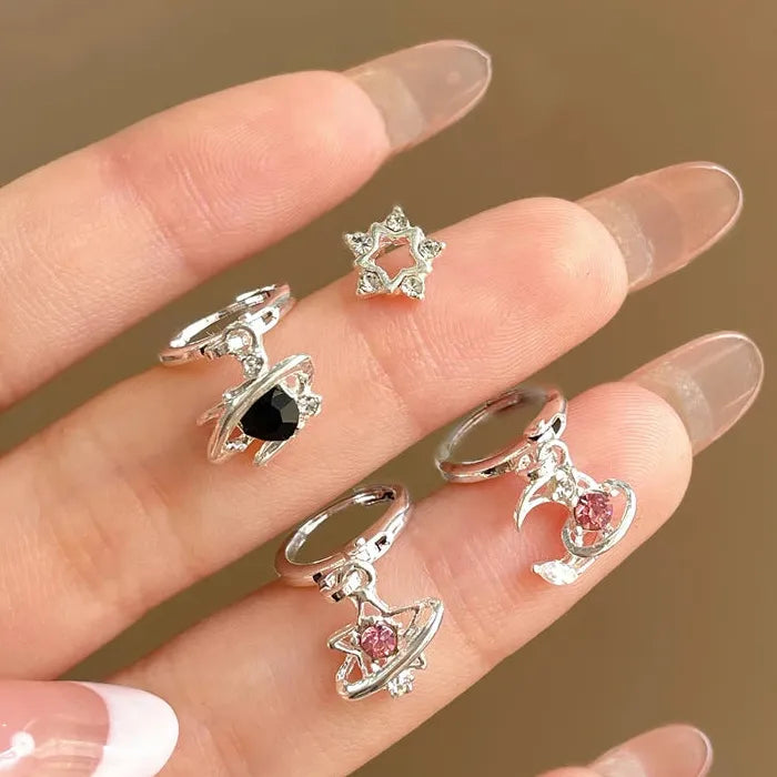 2025 Gold Rhinestone Hoop Earrings for Women Zircon Flower Bow Jewelry