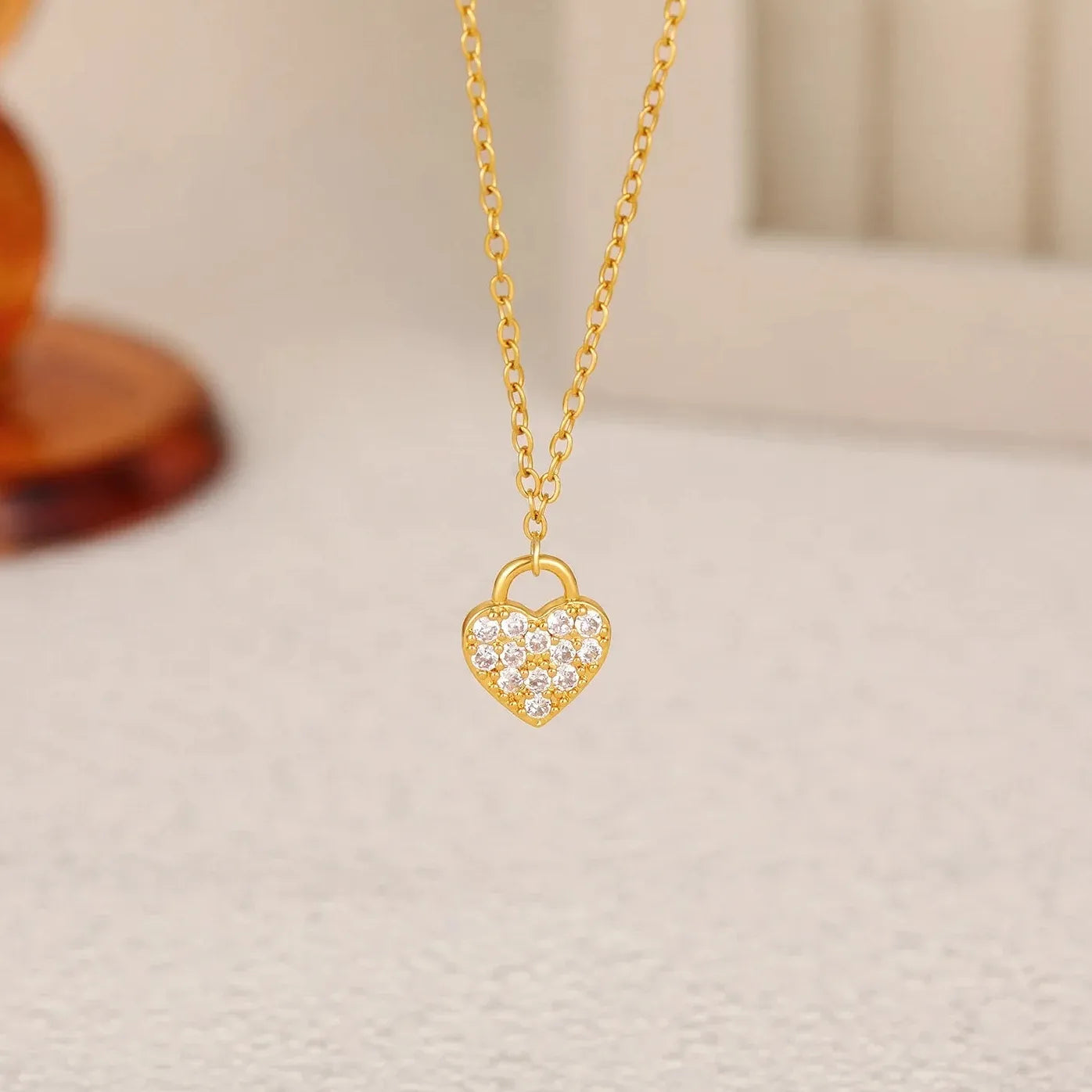 Elegant Stainless Steel Heart Pendant Necklace Lock Choker Waterproof Gift Jewelry