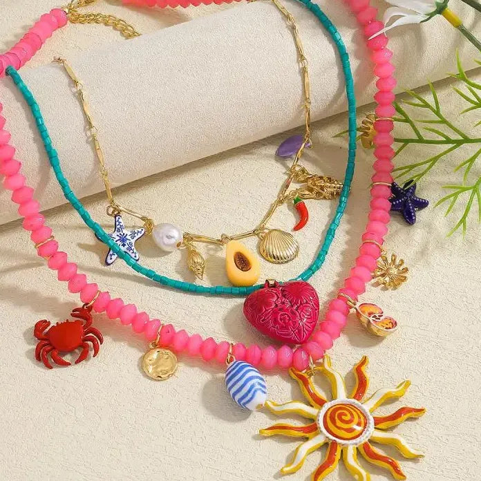 Bohemian Ocean Series Heart Pendant Necklace for Women Stylish Jewelry