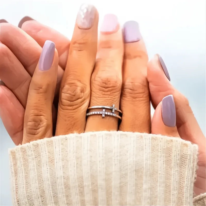 Gorgeous Women’s Double Layer Cross Ring Brass Cubic Zirconia Fashion Jewelry