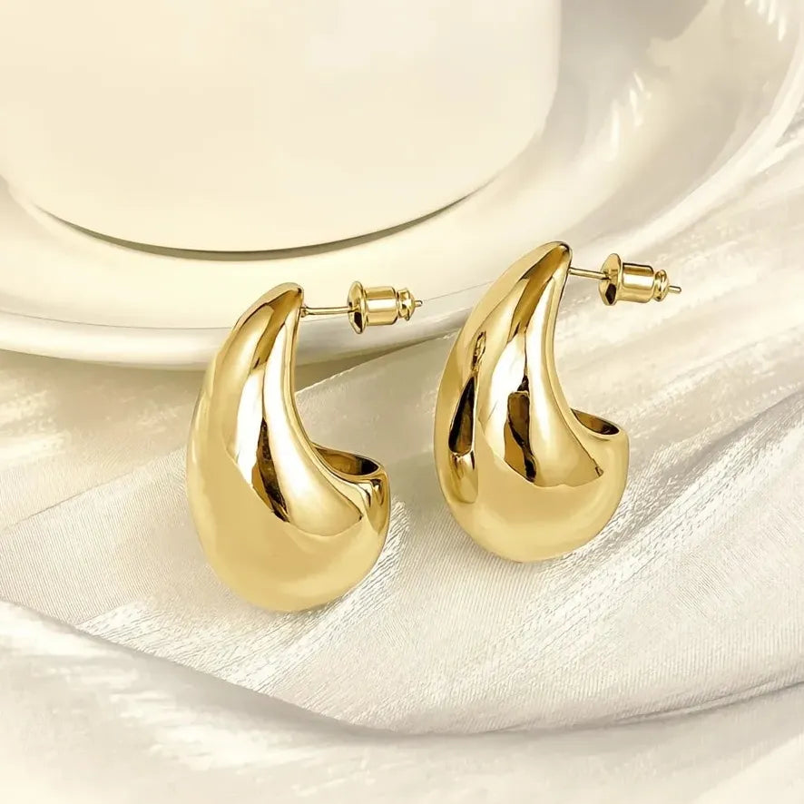 Water Drop Earrings for Women Brass Metal Gold Color Silver Plated Gift