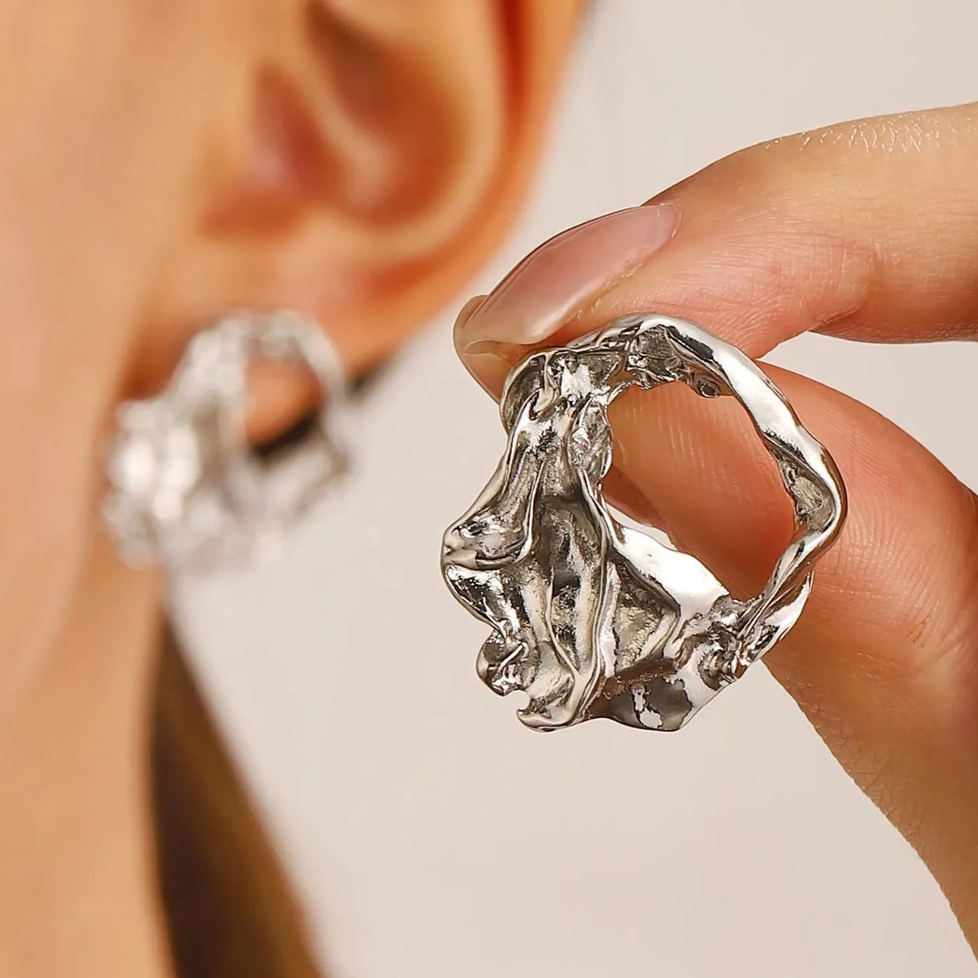 Punk Irregular Geometry Metal Stud Earrings Women Summer 2026 Gold Color