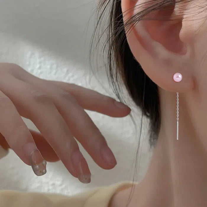 Elegant Long Imitation Pearl Dangle Tassel Earrings for Women Wedding Jewelry