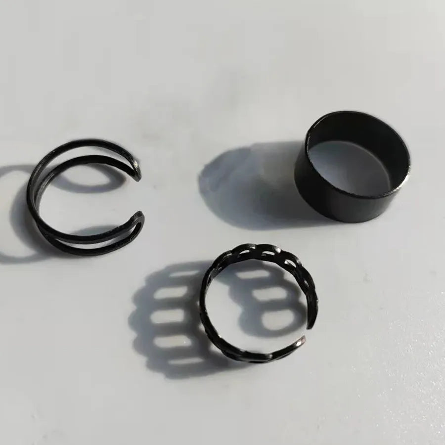 Vintage Black Punk Hollow Round Couples Rings with Cross Symbol Jewelry Gifts