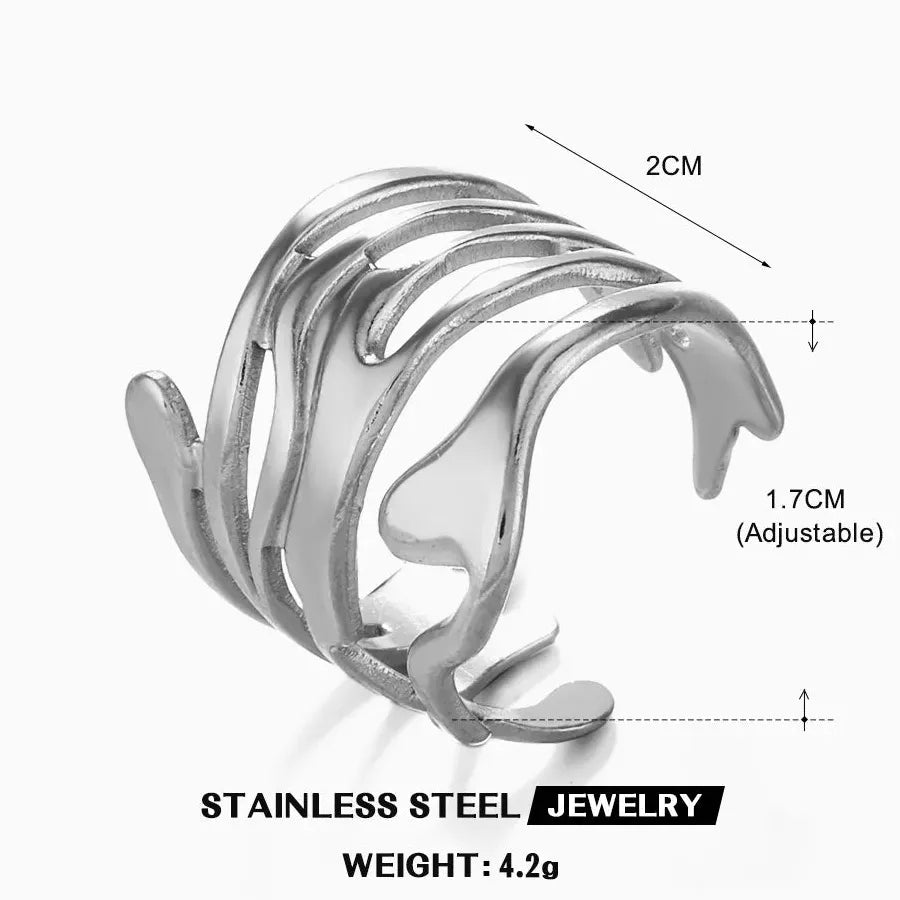 18K Gold Plated Stainless Steel Women's Vintage Geometric Cocktail Ring Jewelry