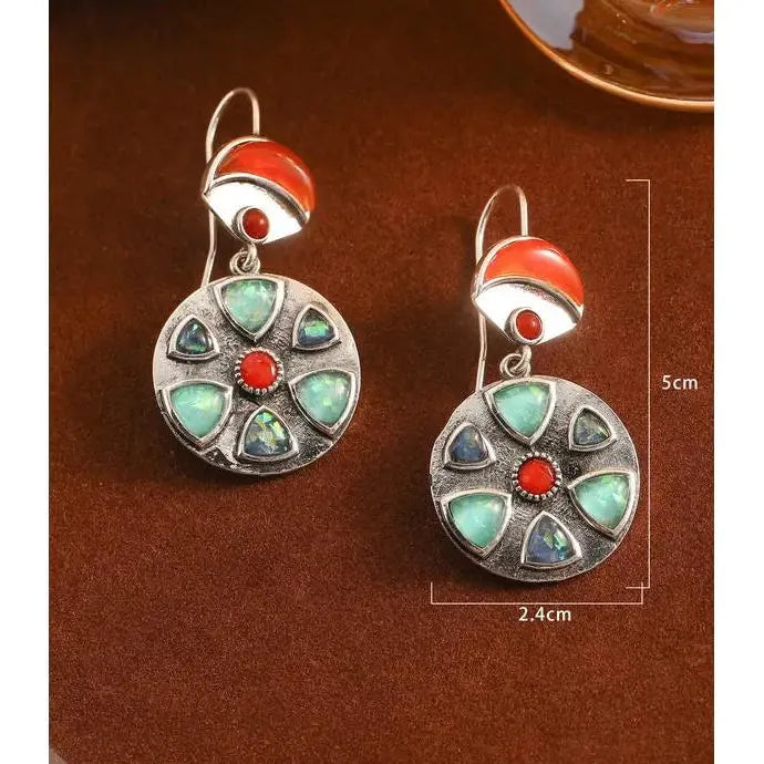 Vintage Colored Gemstone Drop Earrings Zinc Alloy Luxury Wedding Jewelry Gift