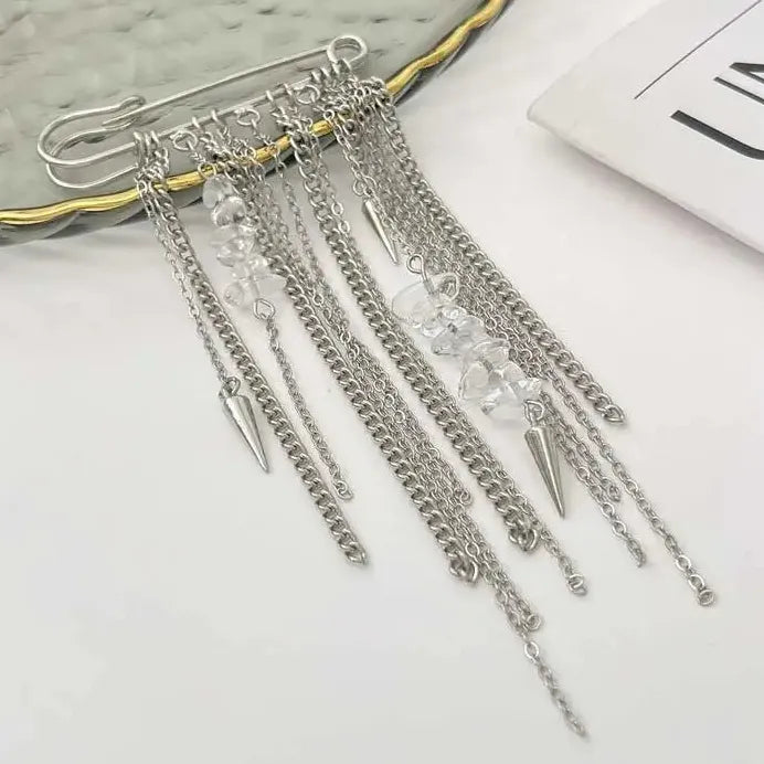 Retro Zinc Alloy Geometric Chain Fringe Brooch Pin Punk Jewelry