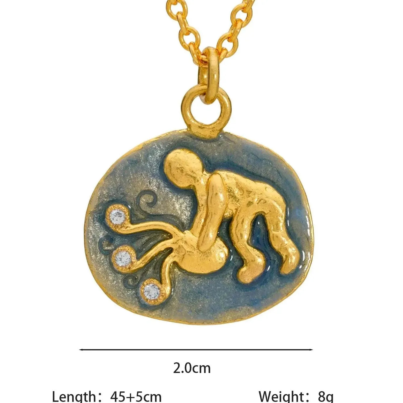Stainless Steel Vintage Enamel Zodiac Coin Pendant Necklace 12 Constellations Jewelry