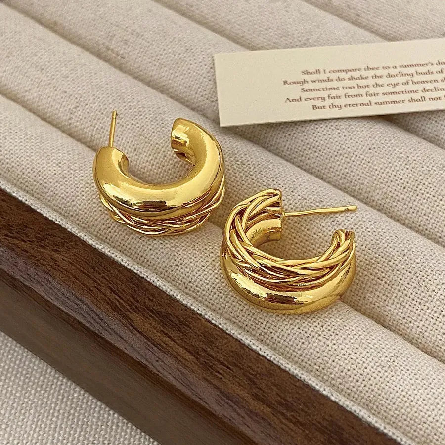 Minimalist Skeleton Stud Earrings Zinc Alloy Metal Korea Jewelry for Women