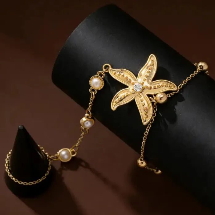 Bohemian Starfish Pearl Bracelet for Women Gold Ocean Style Jewelry Gift