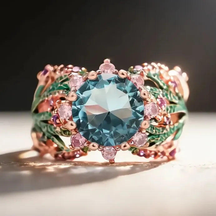 Plant-Inspired Engagement Ring with Sparkling Cubic Zirconia Gift