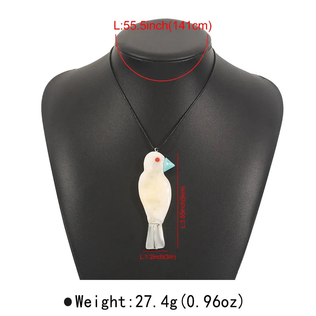 2026 Zaa Resin Parrot Necklace Long Cord Cute Bird Pendant for Women