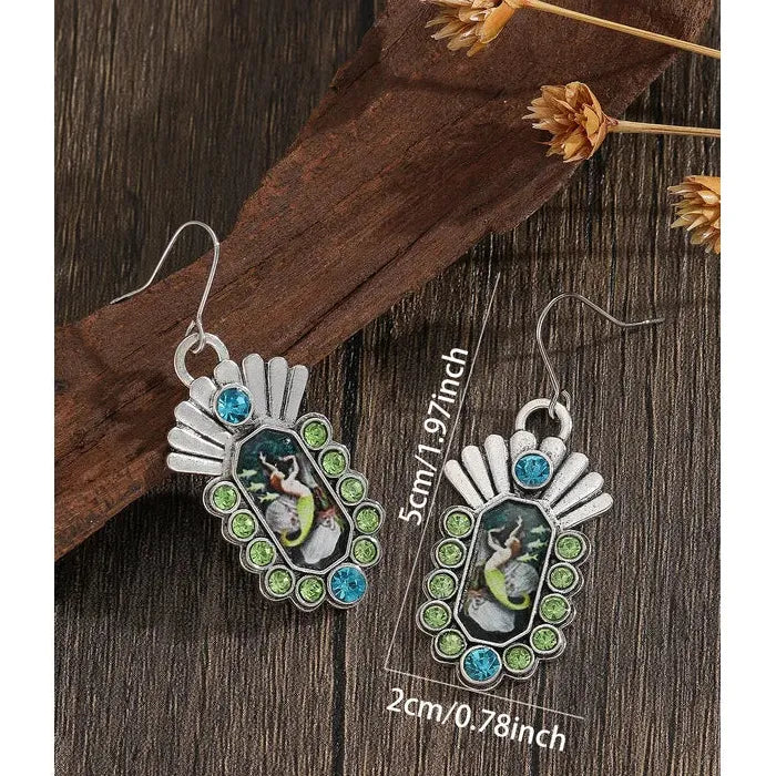 Vintage Bohemian Irregular Drop Earrings Zinc Alloy Ethnic Silver Statement Gift
