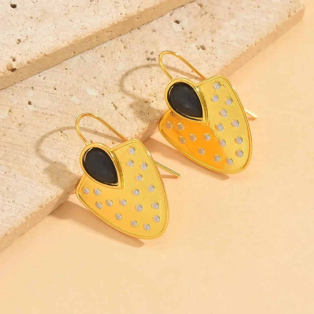 Vintage Gold Court Style Crystal Inlaid Drop Earrings for Women Bohemian Jewelry