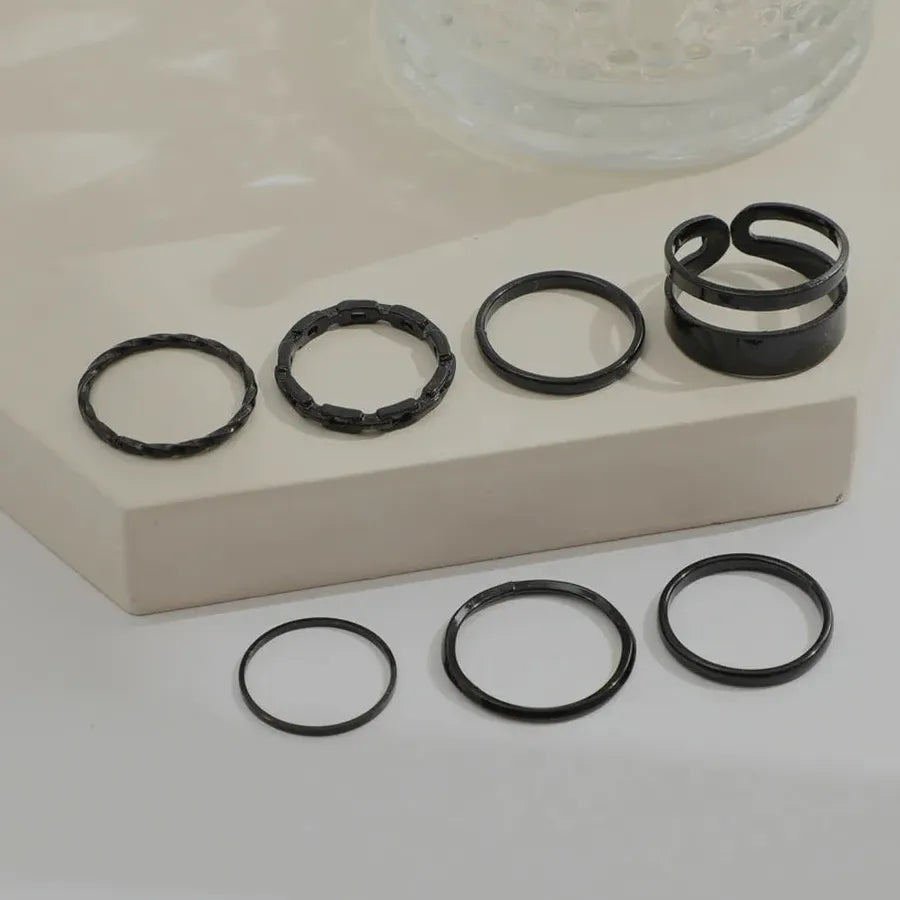 Vintage Black Punk Hollow Round Couples Rings with Cross Symbol Jewelry Gifts