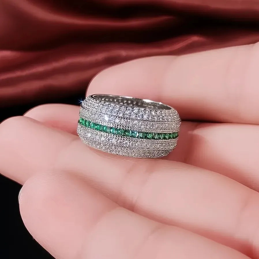 Geometric CZ Promise Ring for Women Anniversary Party Gift Jewelry