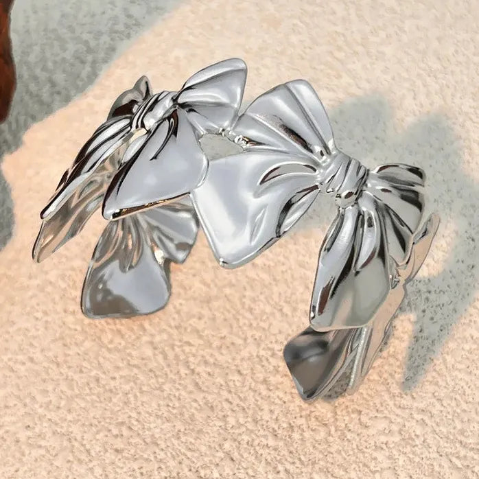 Butterfly Knot Stainless Steel Bracelet Big Bowknot Waterproof Rustproof Jewelry