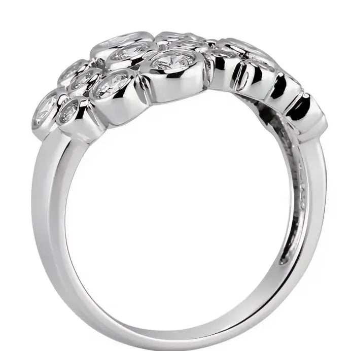 Women’s Multi-Round Cubic Zirconia Silver Wedding Engagement Band Ring