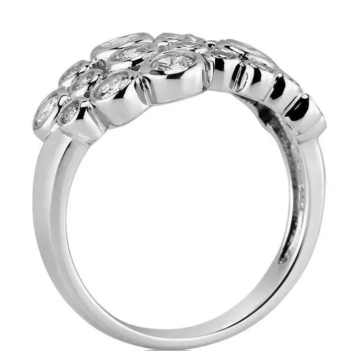 Geometric Cubic Zirconia Women’s Wedding Engagement Band Silver Ring