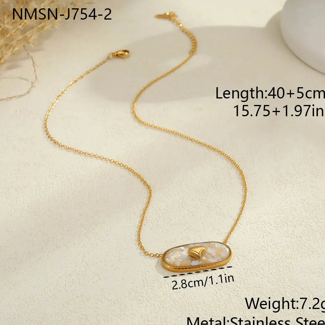 Stainless Steel Love Heart Necklace Women’s Clavicle Choker Dripping Oil Shell Pendant
