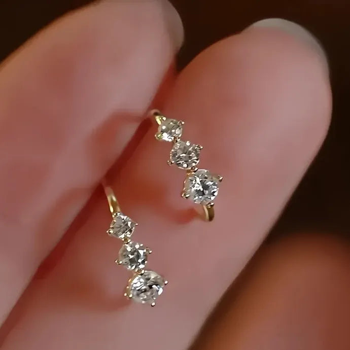 Elegant Minimalist Cubic Zirconia Geometric Hoop Earrings for Wedding Women