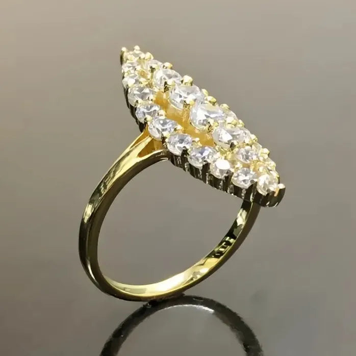 Geometric Marquise Cubic Zirconia Gold Color Women’s Wedding Ring