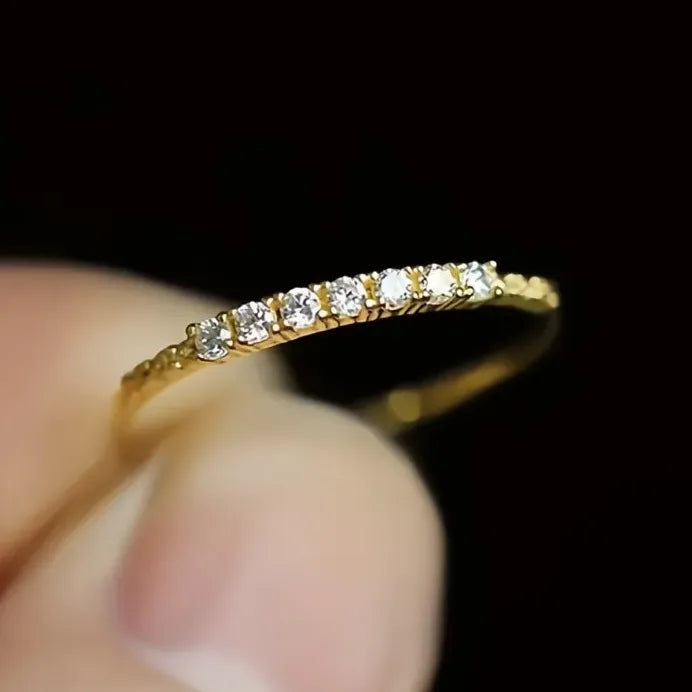 Geometric CZ Inlaid Silver & Gold Rings for Women Elegant Fashion Jewelry