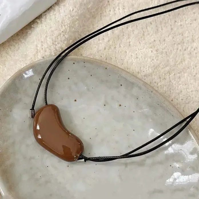 Red Heart Pendant Necklace for Women Adjustable Black Rope Jewelry Gift