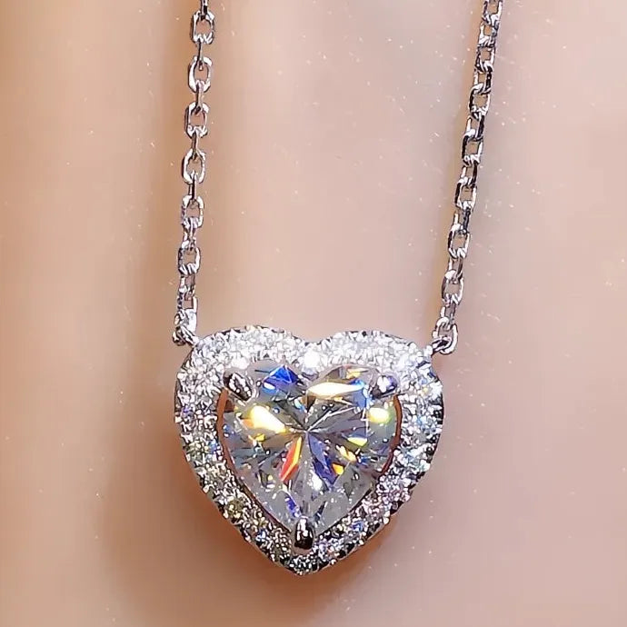 Wedding Heart Necklace Bride Crystal Cubic Zirconia Brass Alloy Jewelry