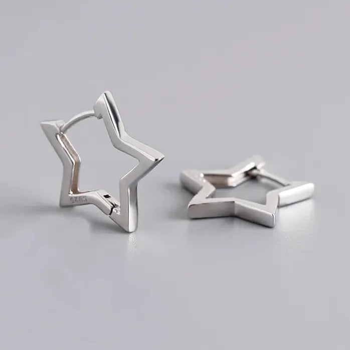 Vintage Gold Star Hollow Hoop Earrings for Women Christmas Jewelry Gift