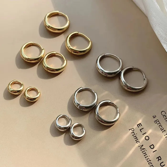 Copper Thick Geometric Hoop Earrings for Women Small Huggie 10/14/16MM