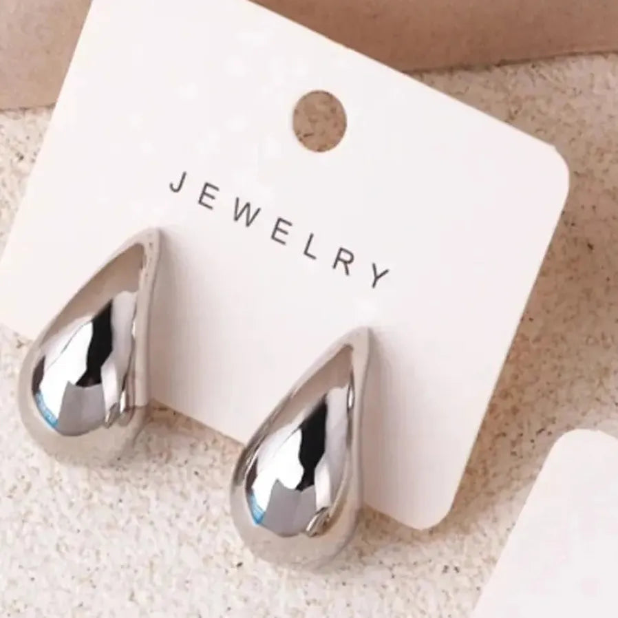 Gold Water Drop Acrylic Stud Earrings for Women 3 Sizes Silver Post