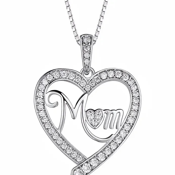 Romantic Heart Shaped CZ Pendant Necklace Elegant Gift for Mom Party