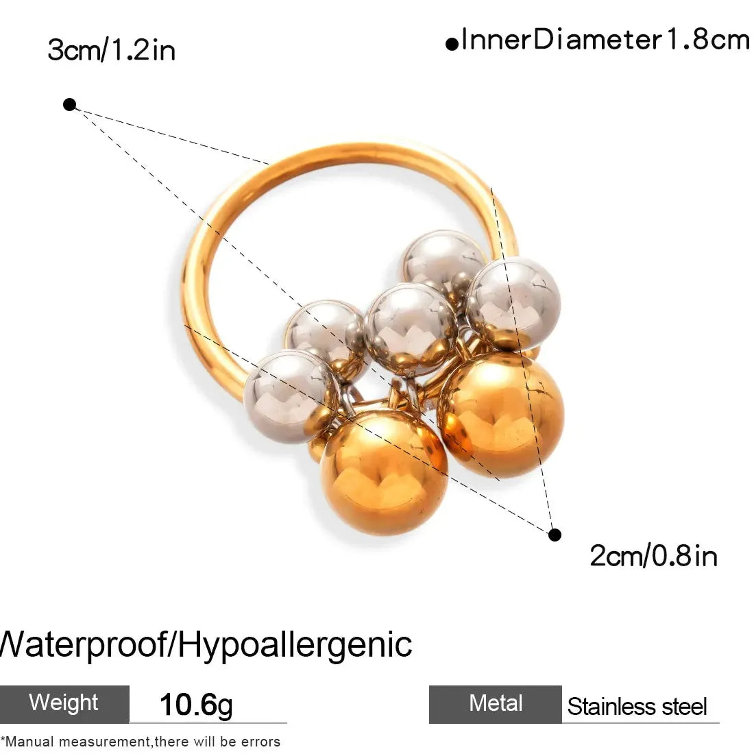 Stainless Steel Irregular Geometric Star Sun Open Ring for Women Punk Jewelry