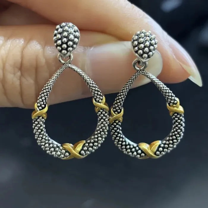 Retro Fashion Oval Drop Earrings for Women Zinc Alloy Geometric Jewelry Gift