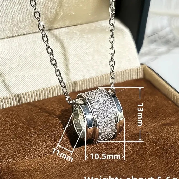 Rotatable Cubic Zirconia Bead Pendant Necklace for Women Wedding Party