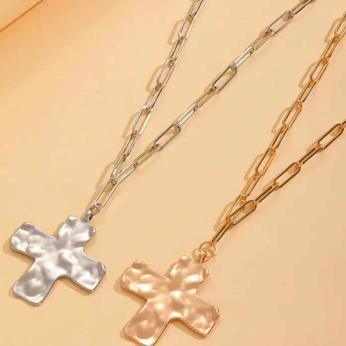 Irregular Cross Geometric Pendant Necklace Women Zinc Alloy Choker 2025
